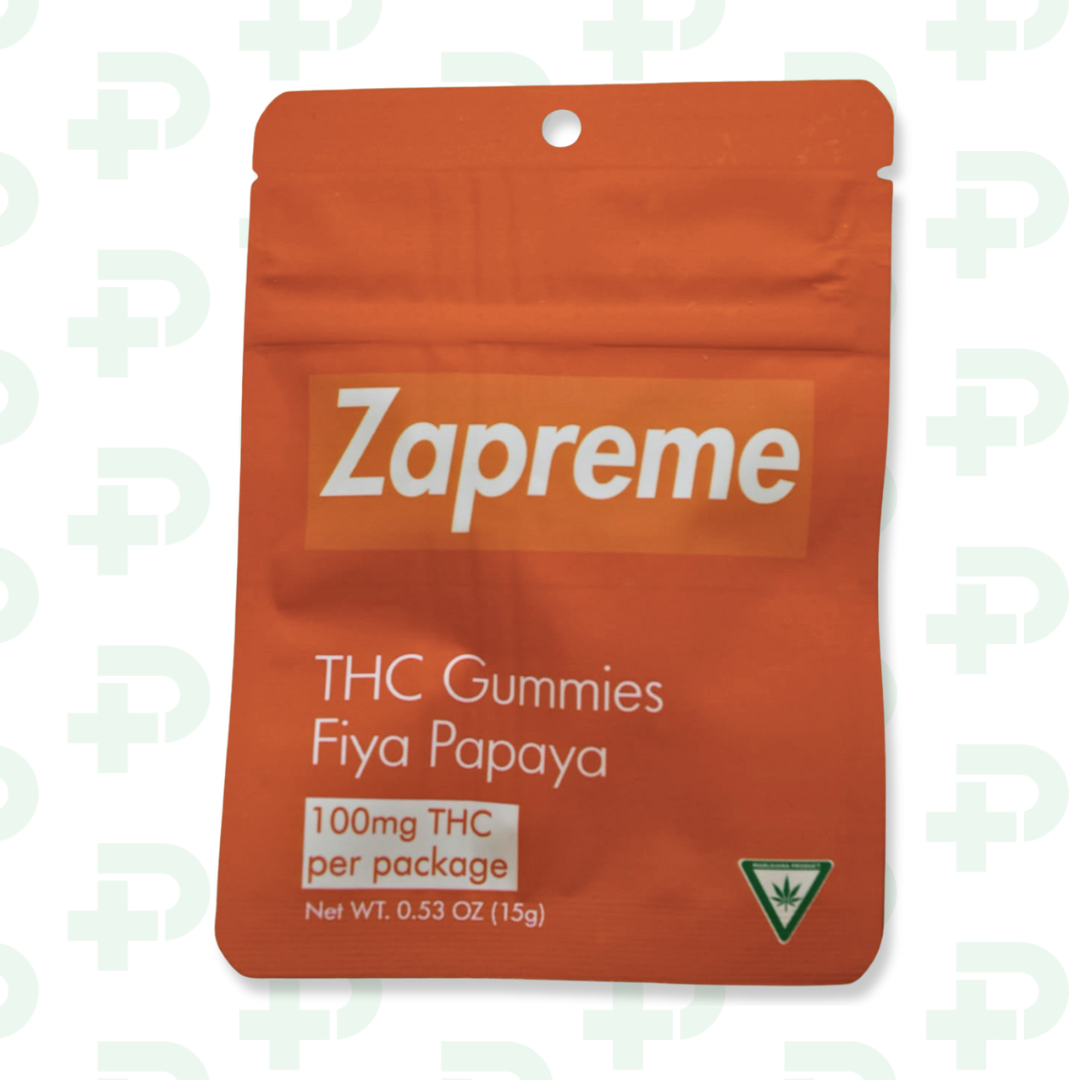 Photograph of product: Zapreme 100mg Gummies - Fiya Papaya