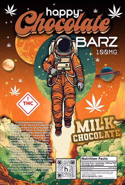 Photograph of product: Happy - Chocolate Barz- Milk Chocolate - 100mg