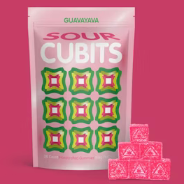 Photograph of product: Cubits - Sour Guavayava 100mg 20pk Gummies