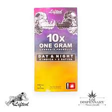 Photograph of product: LIFTED - PREROLL - 10PK - DAY & NIGHT - SOLAR DIESEL & GMO GUAVA CREAM