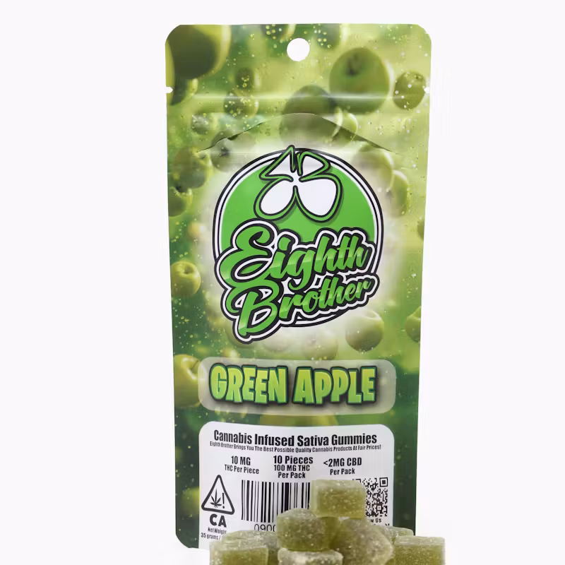 Photograph of product: EIGHTH BROTHER | GREEN APPLE | 10MG GUMMIES | 10PK