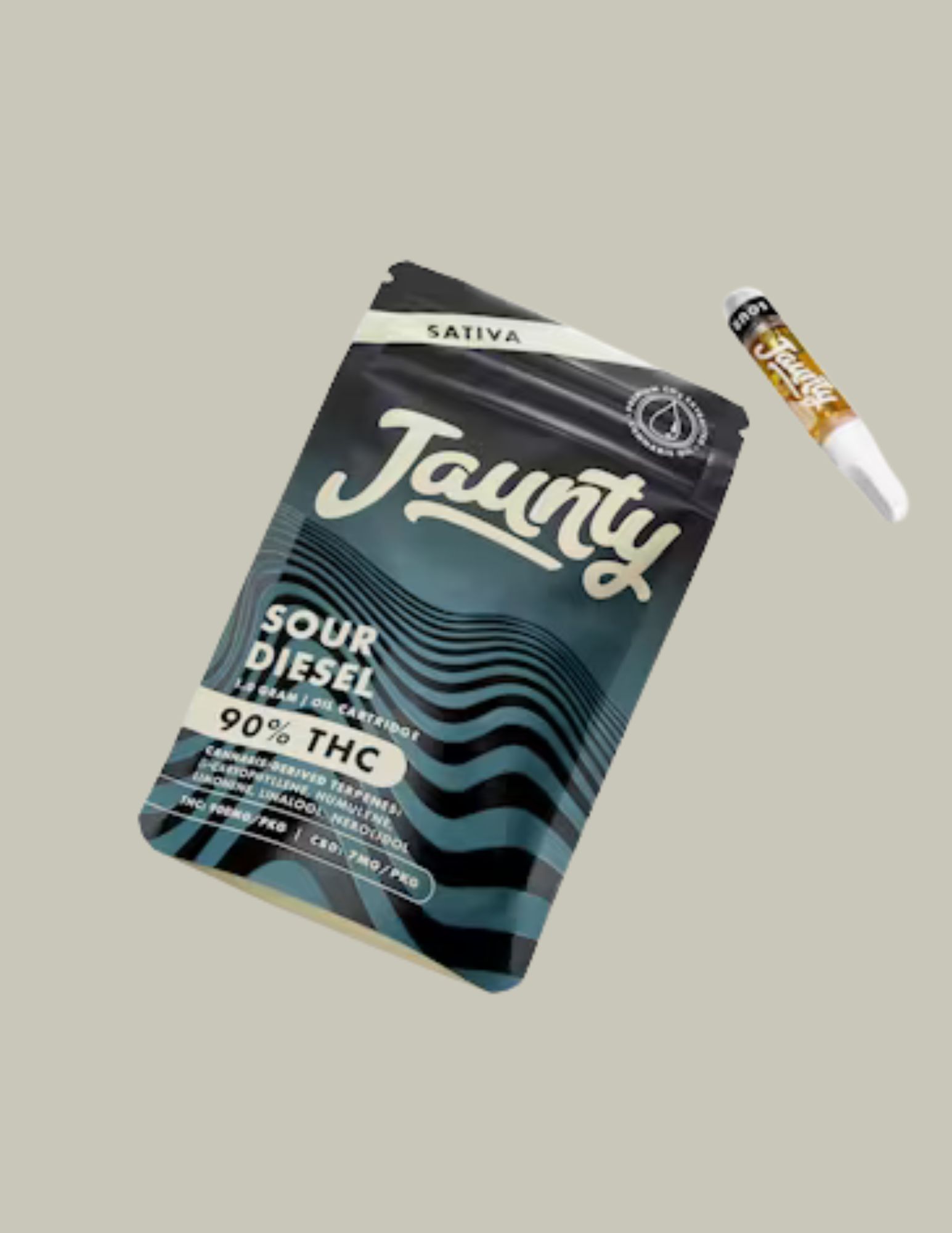 Photograph of product: Jaunty | 1g | 510 Vape Cart | Sour Diesel