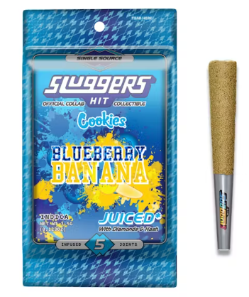 Photograph of product: Sluggers | Blueberry Banana Infused Pre-Roll 5 Pack | 3.5g