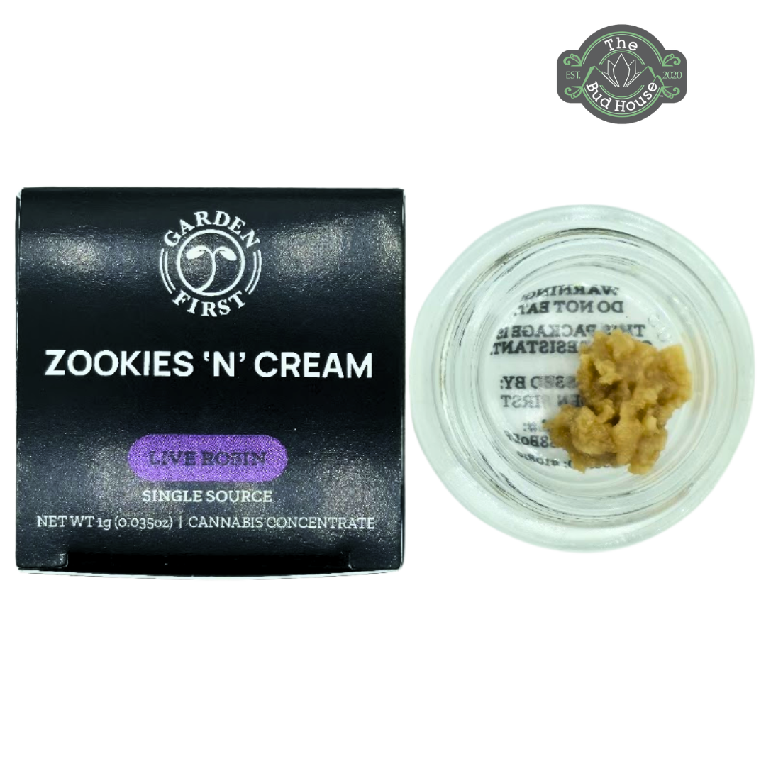 Photograph of product: Garden First 1g ZOOKIES 'N' CREAM Live Rosin