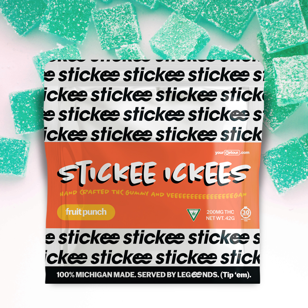 Photograph of product: STICKEE ICKEES | Fruit Punch | Hand Crafted Vegan Gummies | 5 x 40mg