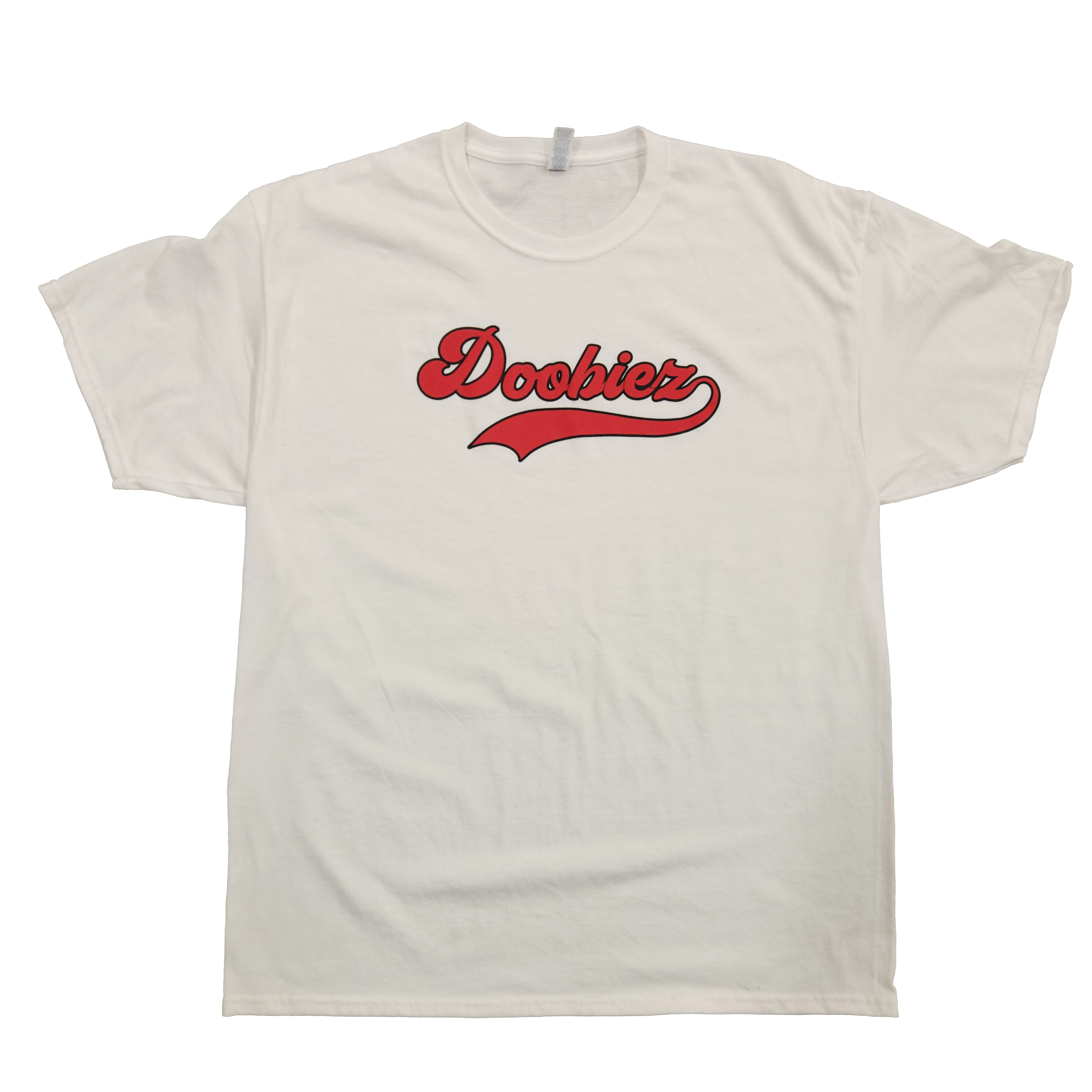 Photograph of product: Doobiez Logo Tee - Red on White