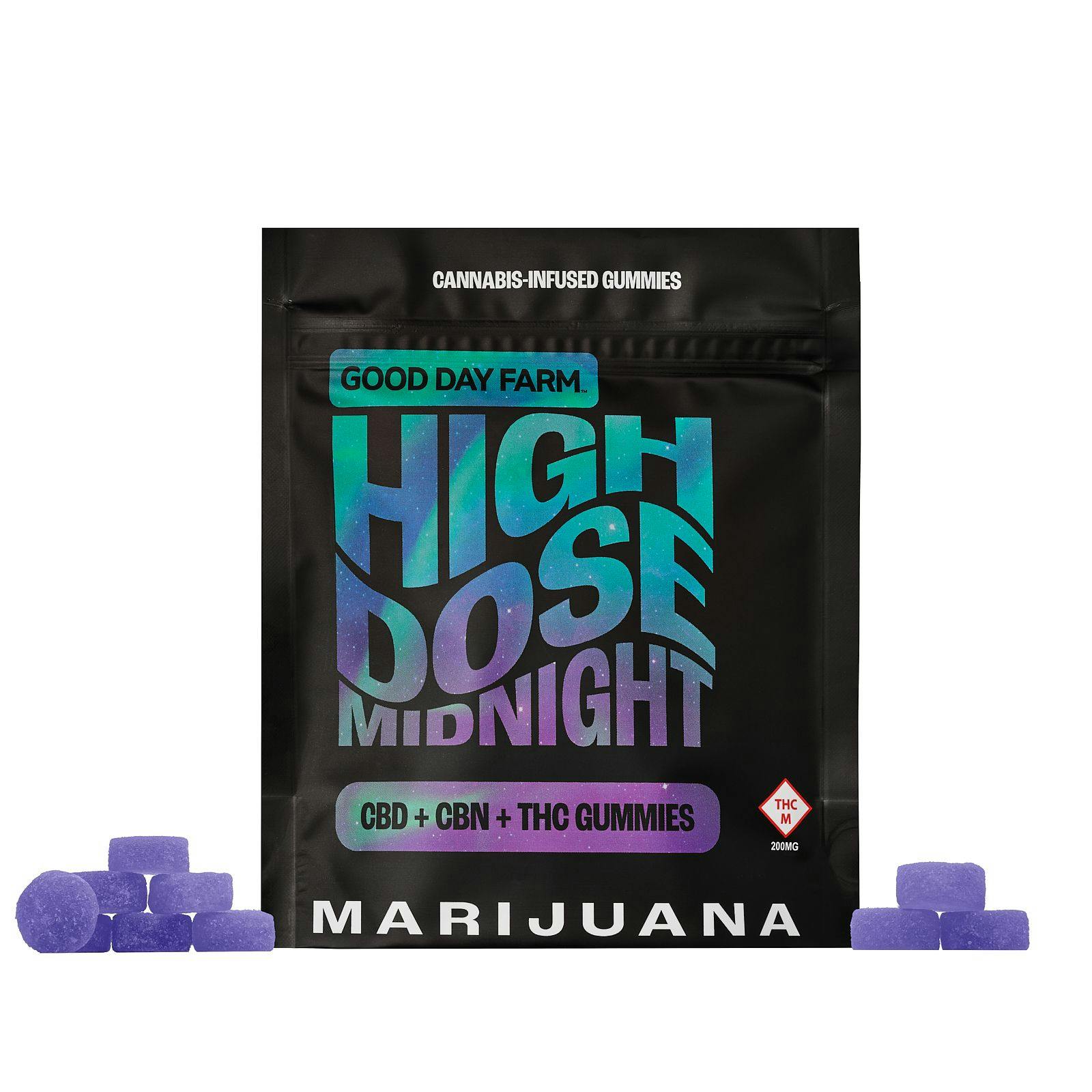 Photograph of product: GOOD DAY FARM | 2:1:1 TH-oui:CBD:CBN MIDNIGHT | GUMMY | 200MG | Oui'd