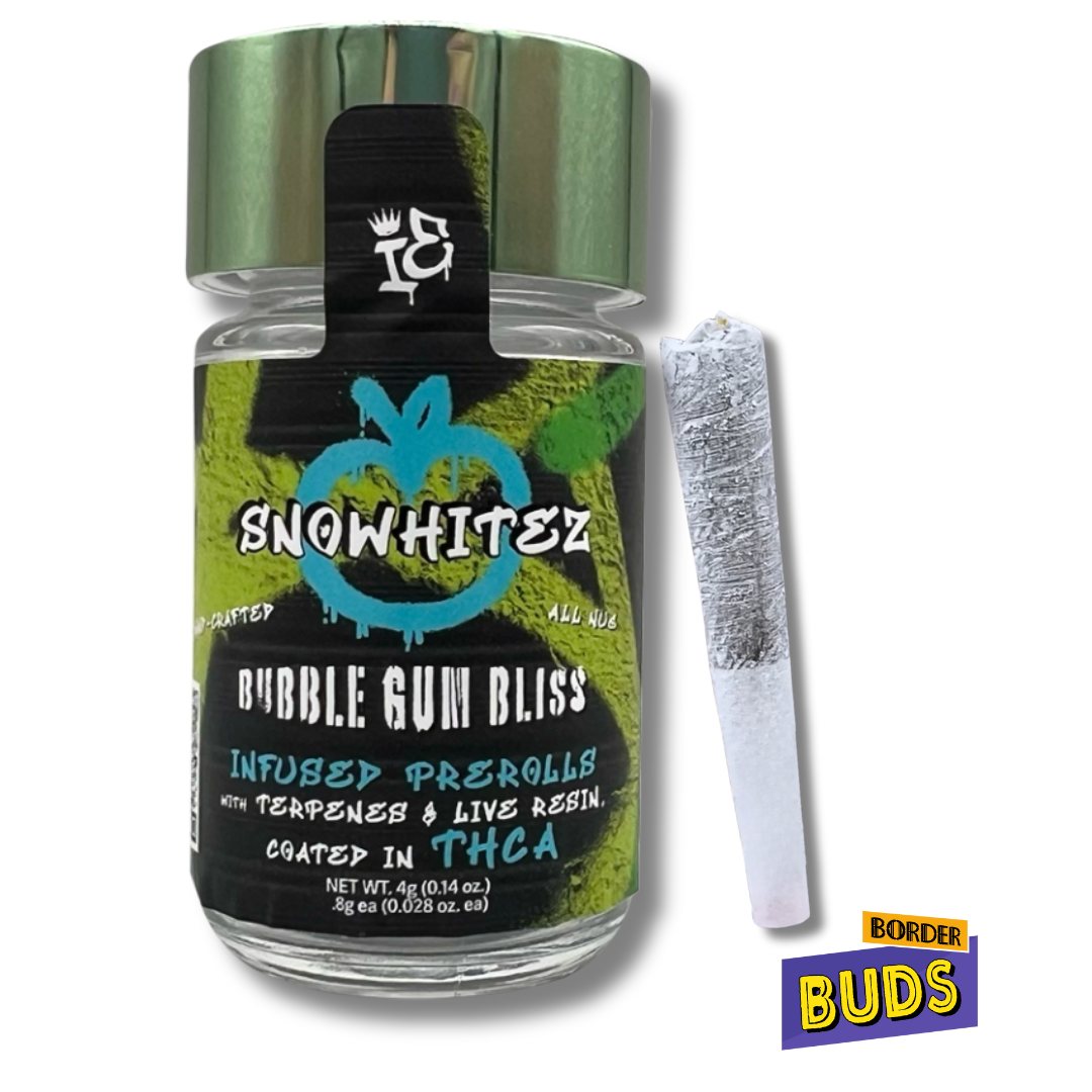Photograph of product: Bubble Gum Bliss | SnoWhitez | .8g x 5 | Infused Pre-Roll Pack