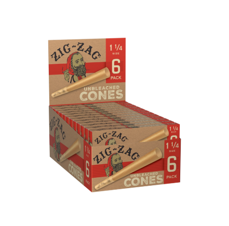 Photograph of product: Zig Zag 1 1/4 6pk Unbleached Cones