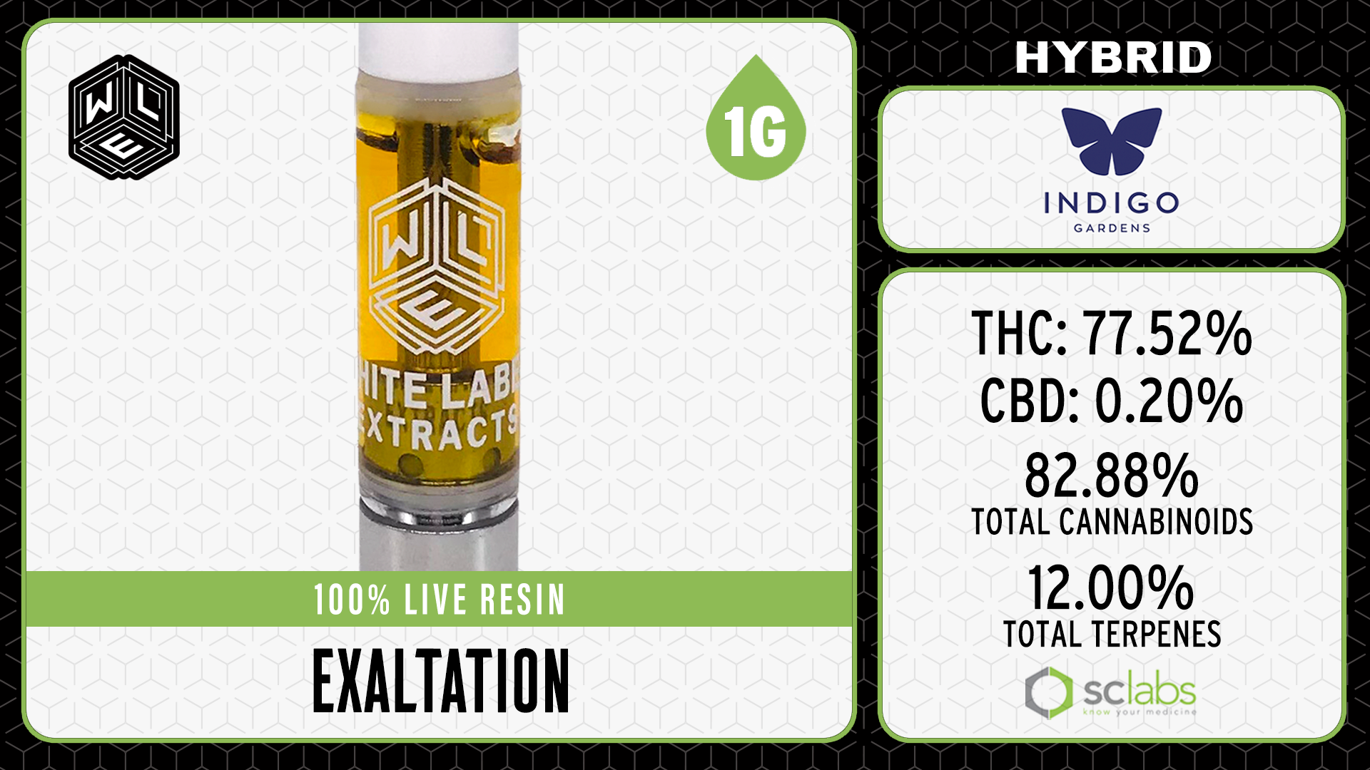 Photograph of product: WLE - Exaltation (H) - Live Resin Cartridge 1g