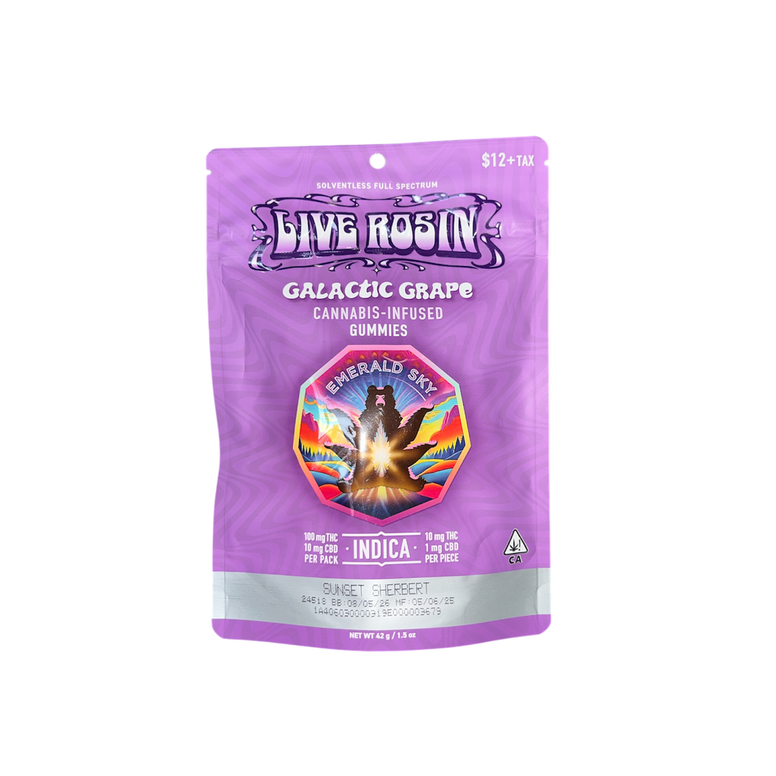 Photograph of product: Galactic Grape Oui'd Live Rosin Gummies Emerald Sky