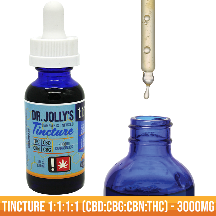 Photograph of product: Dr. Jolly's Tincture | 1:1:1:1 TH-oui:CBD:CBG:CBN