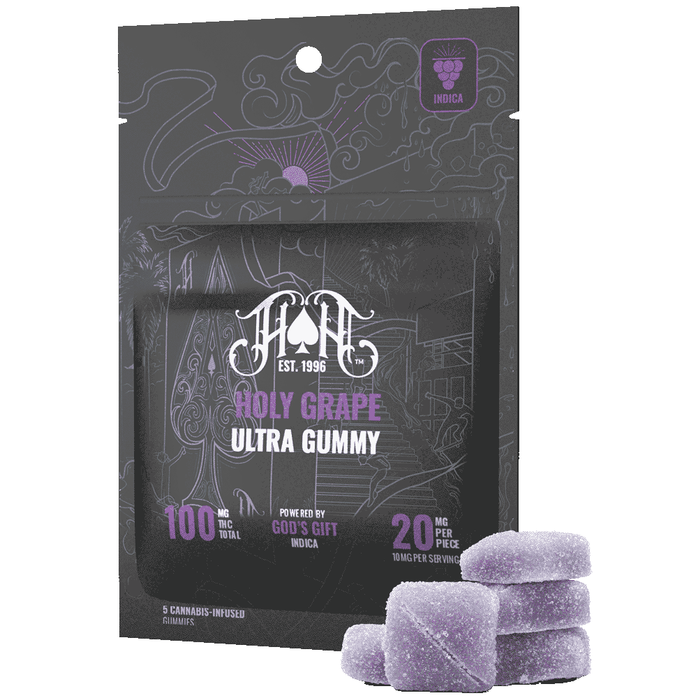 Photograph of product: Heavy Hitters | "Holy Grape" ULTRA Oui'd Gummies | 100mgTH-oui | 5pk