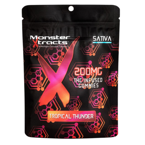 Photograph of product: Monster Xtracts Tropical Thunder Oui'd Gummies 200mg TH-oui
