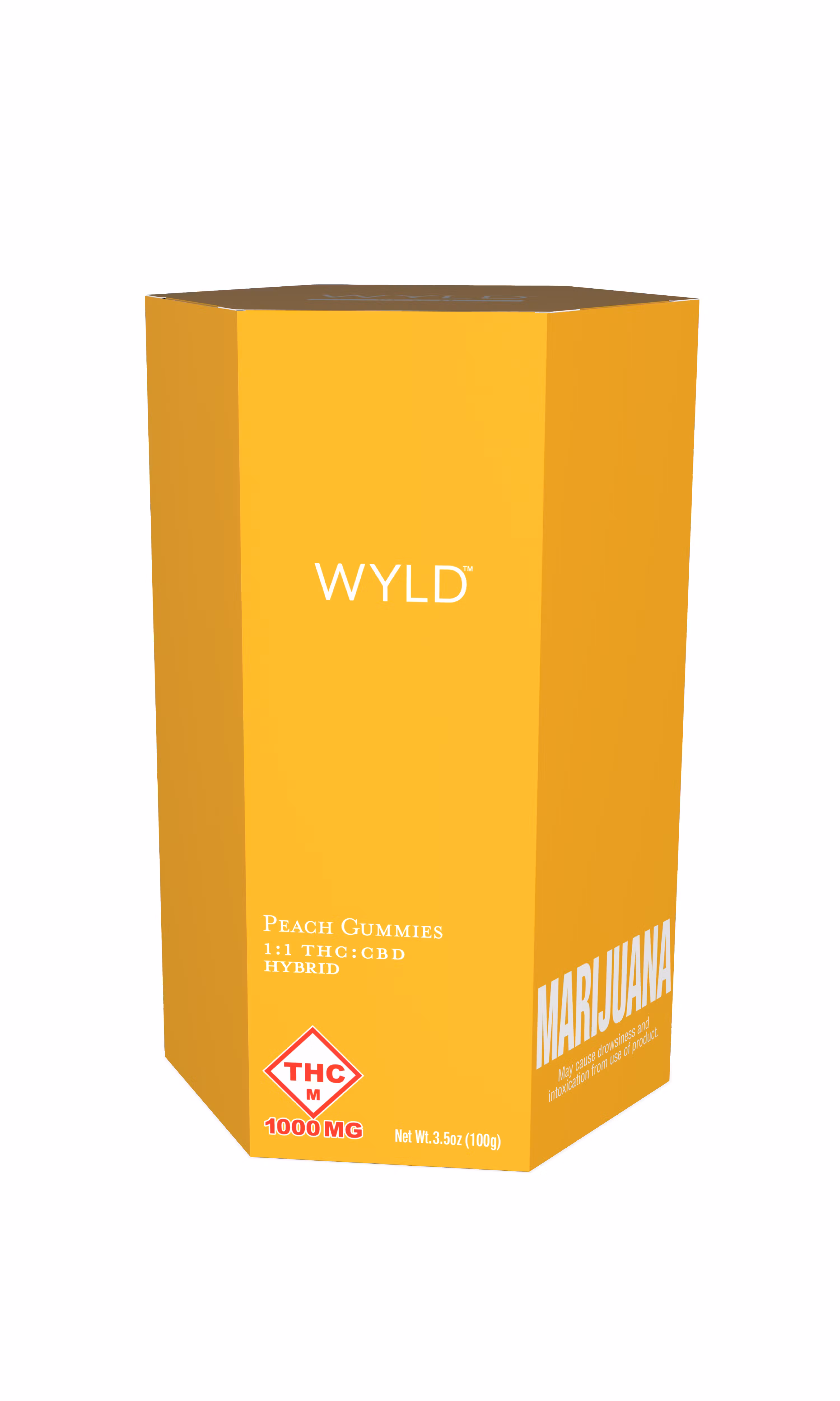 Photograph of product: Peach | 1:1 | TH-oui:CBD | 1000mg | Gummies | Wyld