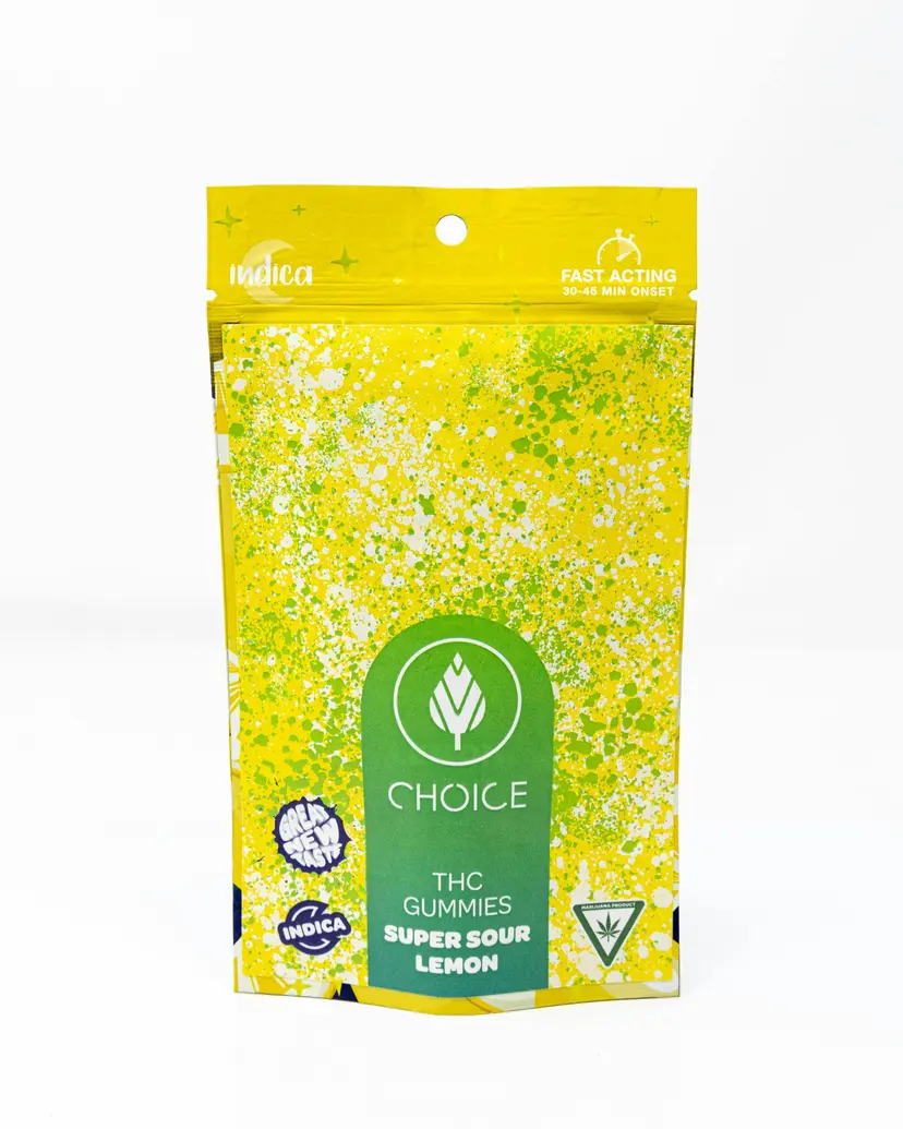 Photograph of product: CHOICE | Edible | Gummies | Super Sour Lemon | 200mg