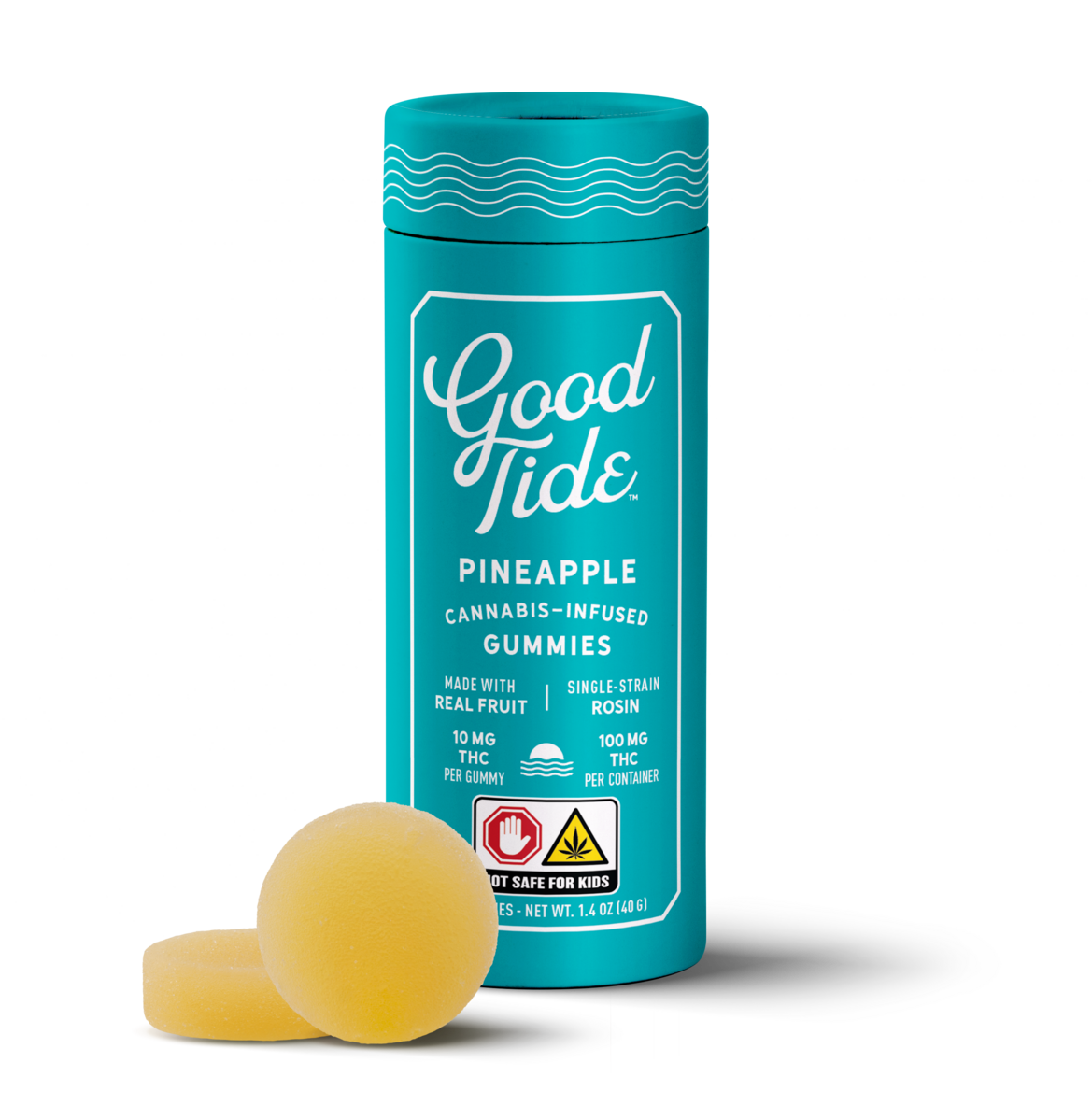 Photograph of product: Good Tide | Pineapple | Solventless au chocolat Rosin Gummies | 10pk | 100mg