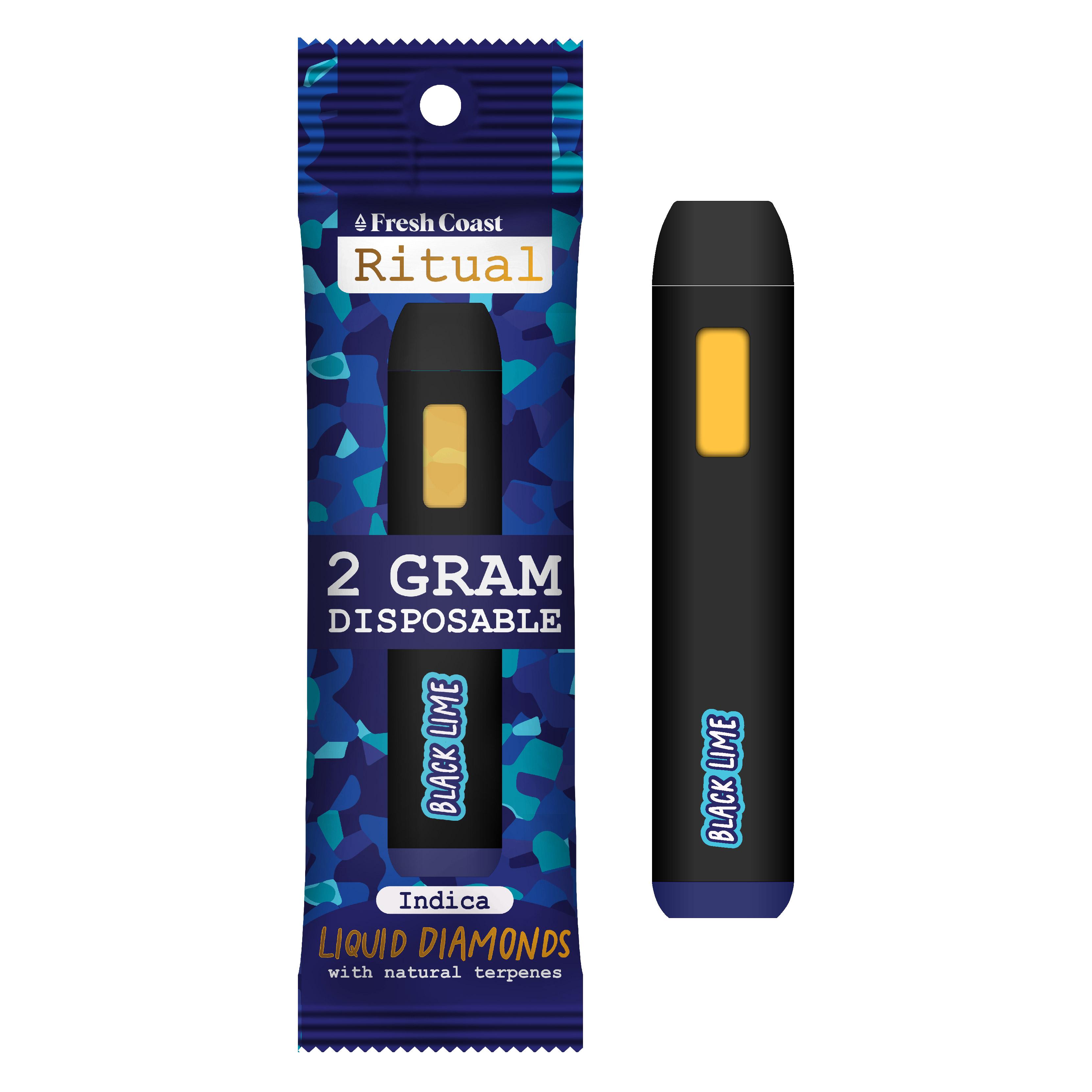 Photograph of product: Ritual Black Lime All-In-One Liquid Diamonds Vape | 2g