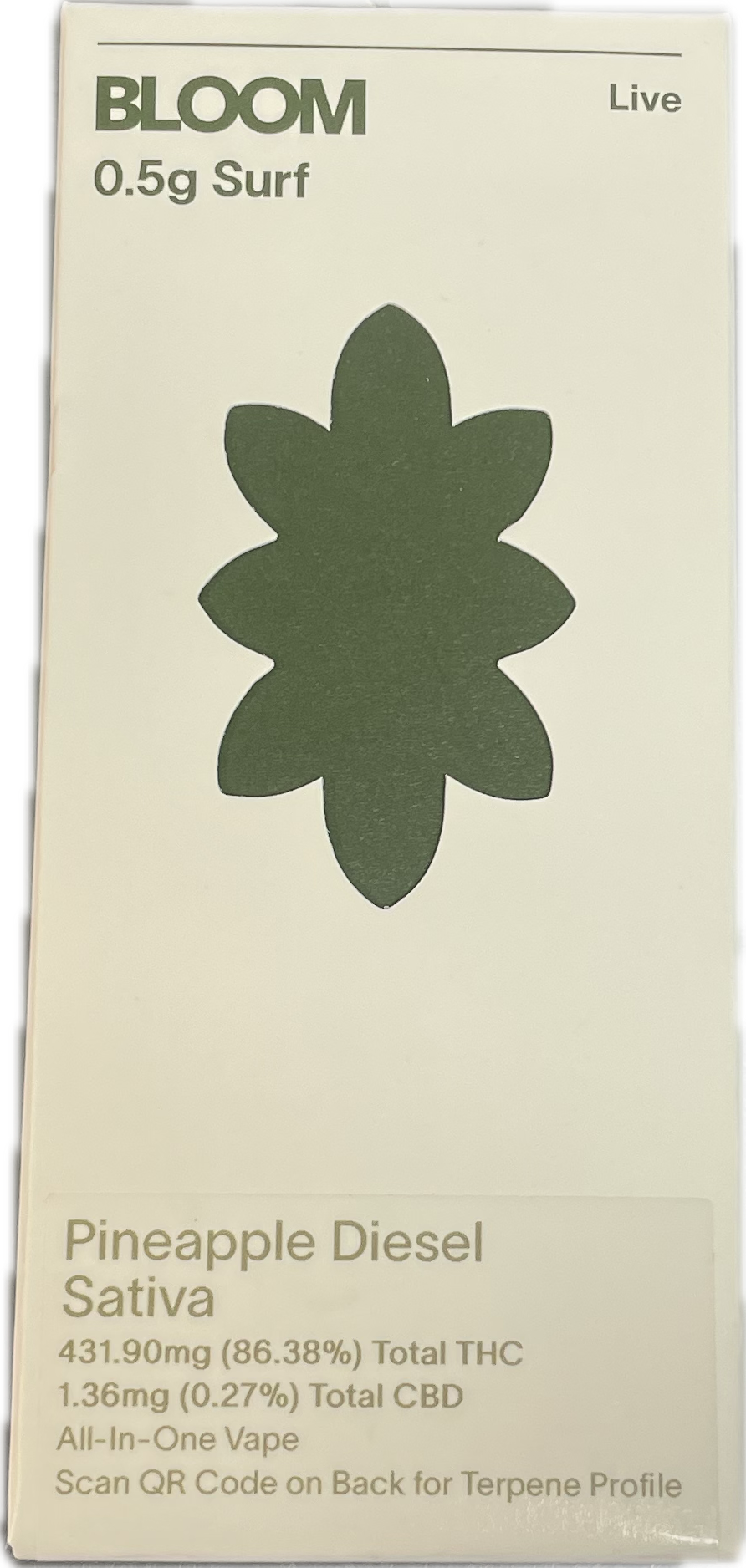 Photograph of product: Bloom | Live Surf | Pineapple Diesel | Oui'd | AIO |  0.5g