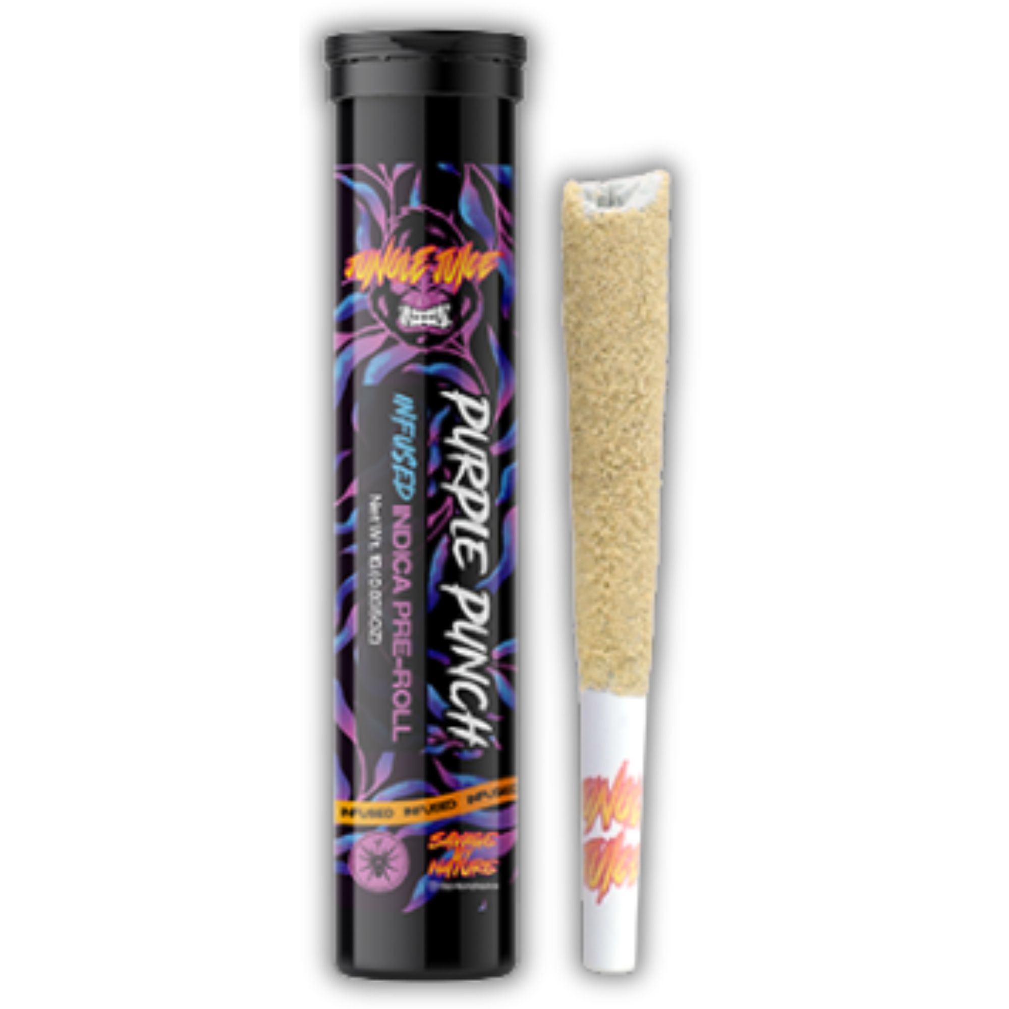 Photograph of product: Jungle Juice | Infused Pre-Roll | Tarantula | Purple Punch | 1g