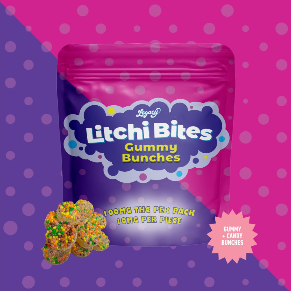 Photograph of product: Legacy | Litchi Bites Gummy Bunches 10pk | 100mg