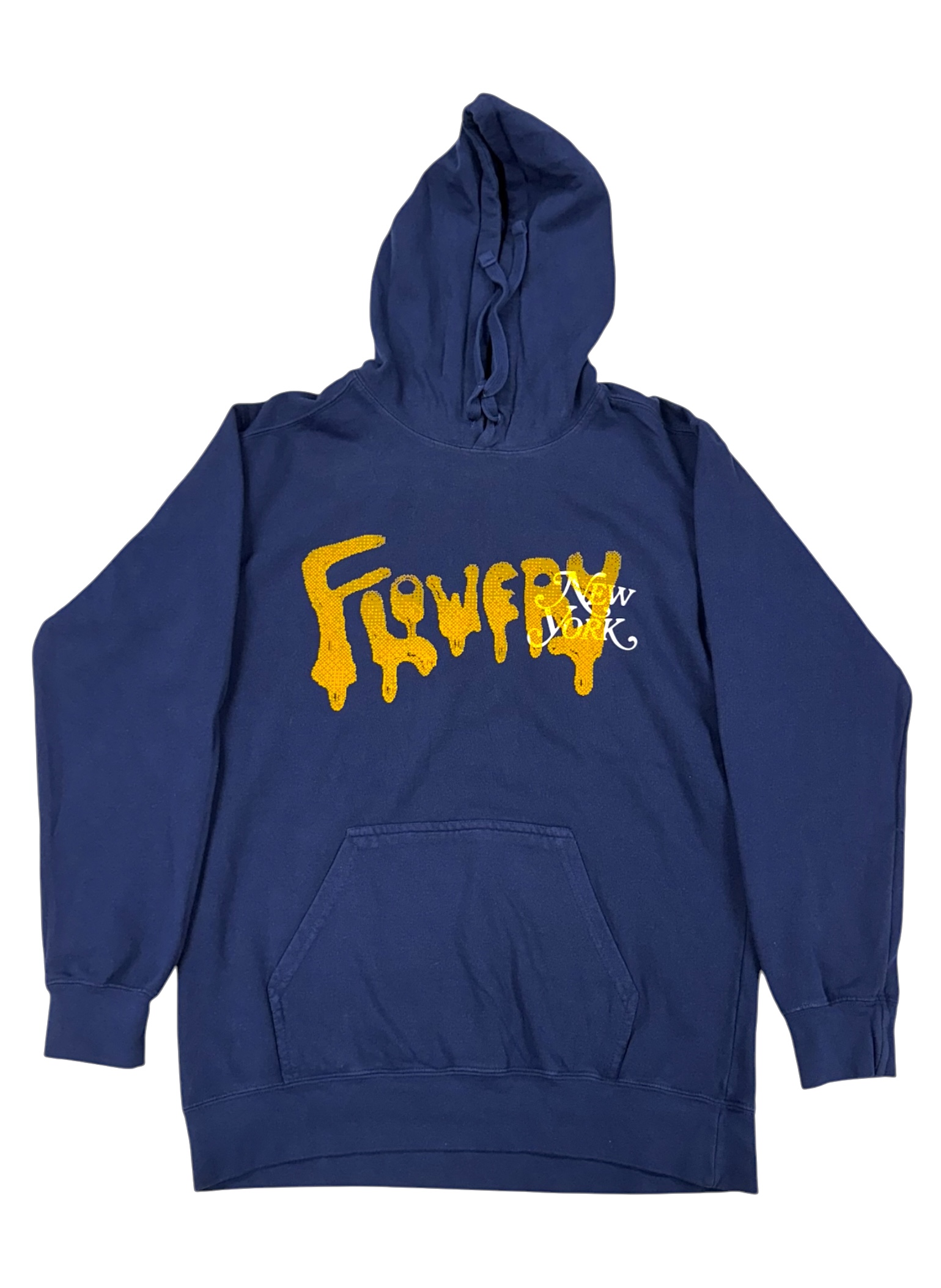 Photograph of product: The Flowery New York Gold Drip Navy Hoodie XL