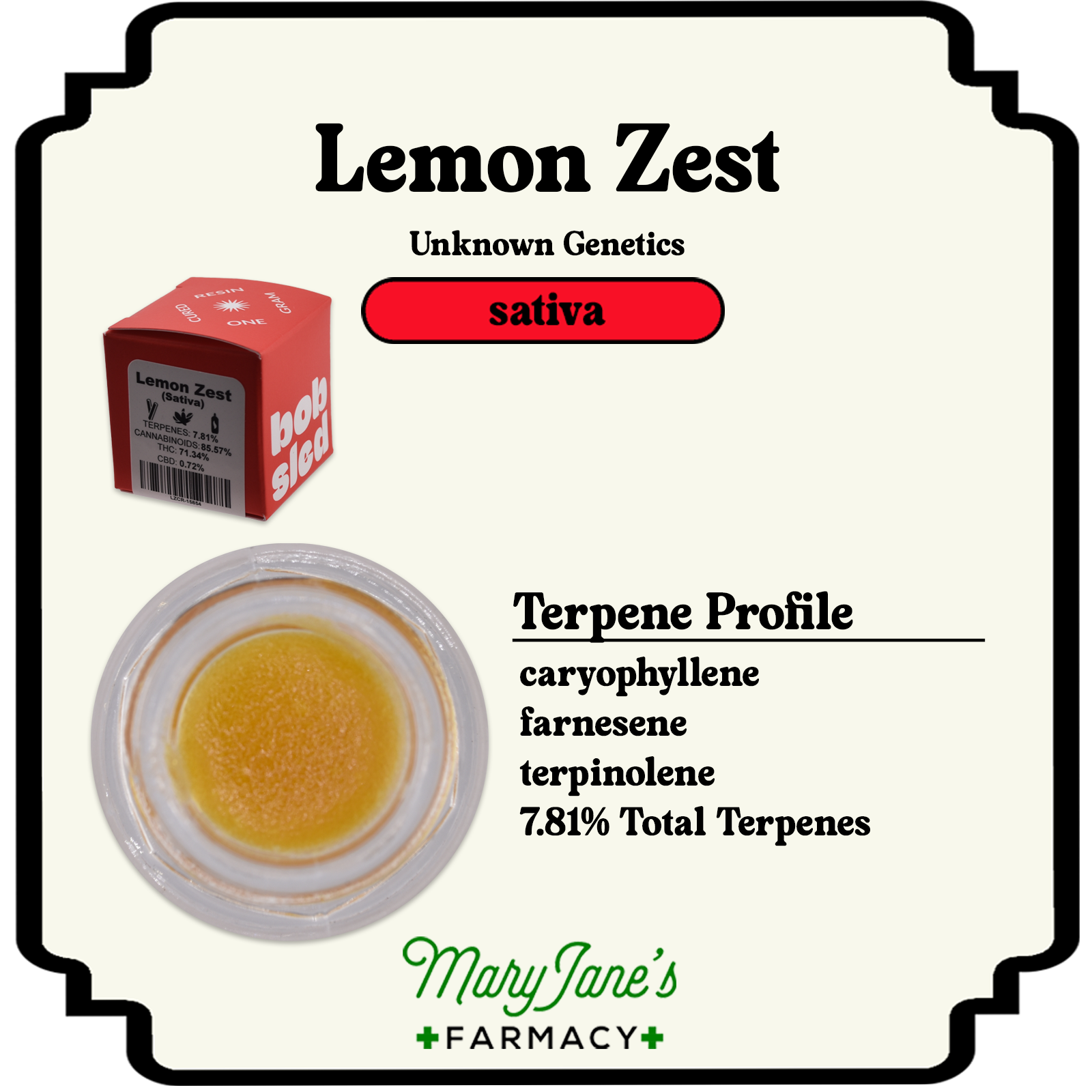 Photograph of product: Lemon Zest Cured Resin Extract | 1g