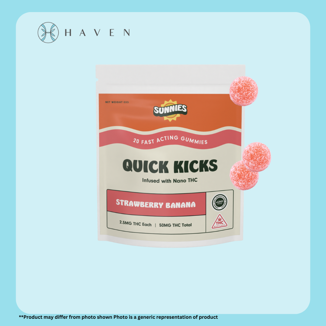 Photograph of product: 2.5mg Strawberry Banana Gummies (20pk) | Sunnies