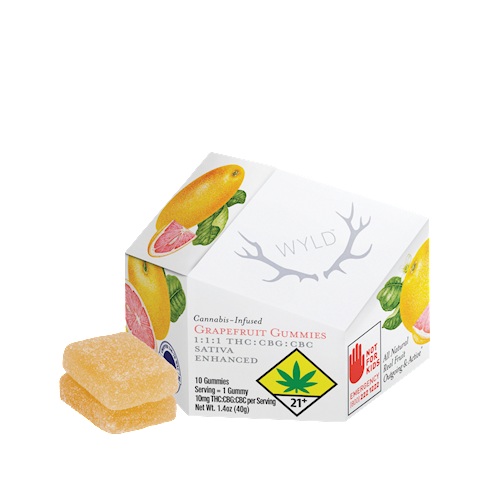 Photograph of product: Wyld - Grapefruit 1:1:1 CBC/CBG/TH-oui Gummies 10pk (1.4oz)