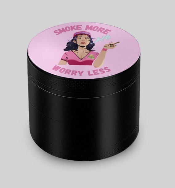 Photograph of product: KashMakena - 63mm Zinc 4-Piece Grinder - Black (Assorted Designs)