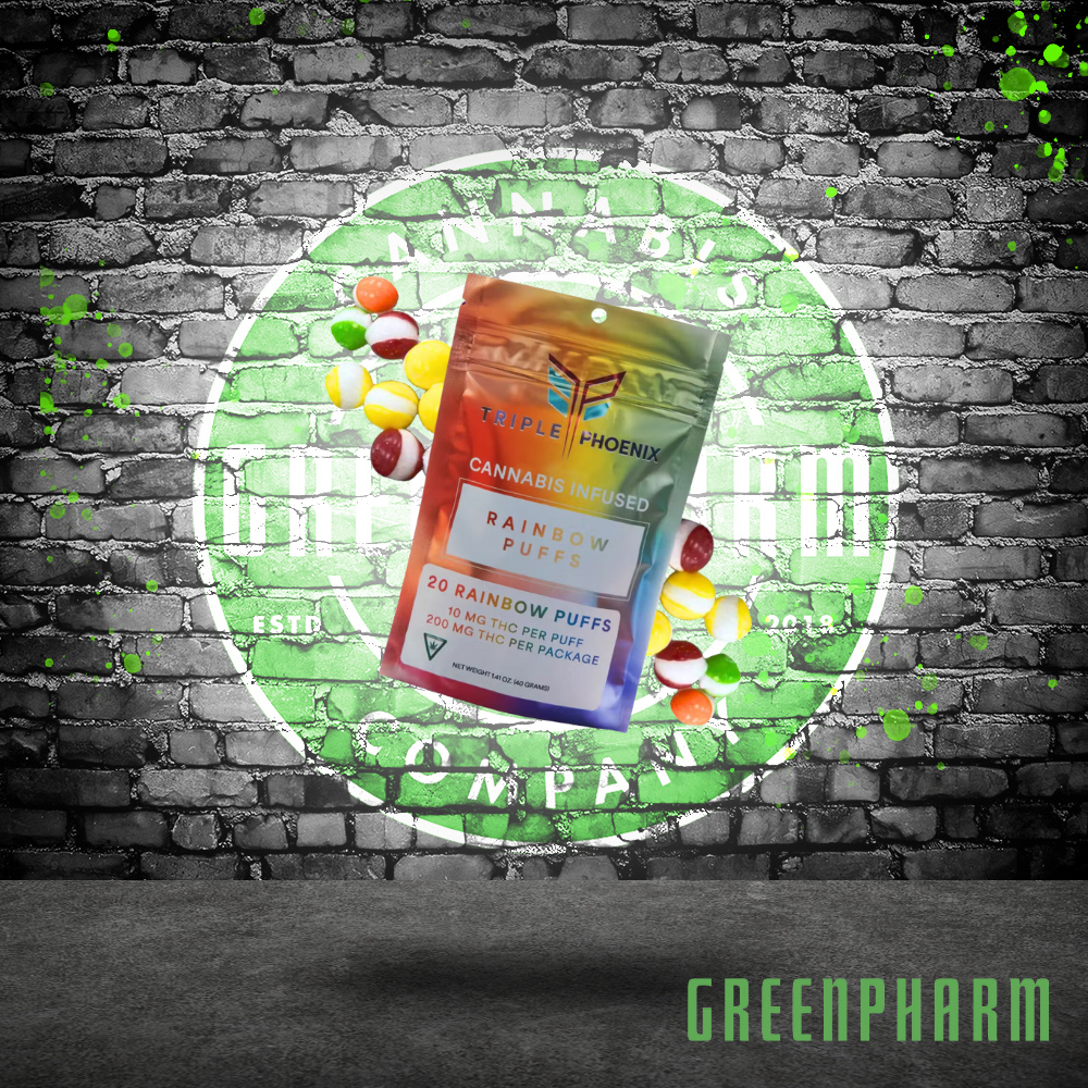 Photograph of product: Triple Phoenix Rainbow Puffs Freeze Dried Skittles 200mg