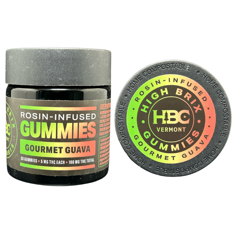 Photograph of Product: High Brix Cannabis - 5mg Hash Rosin Gummies - Gourmet Guava