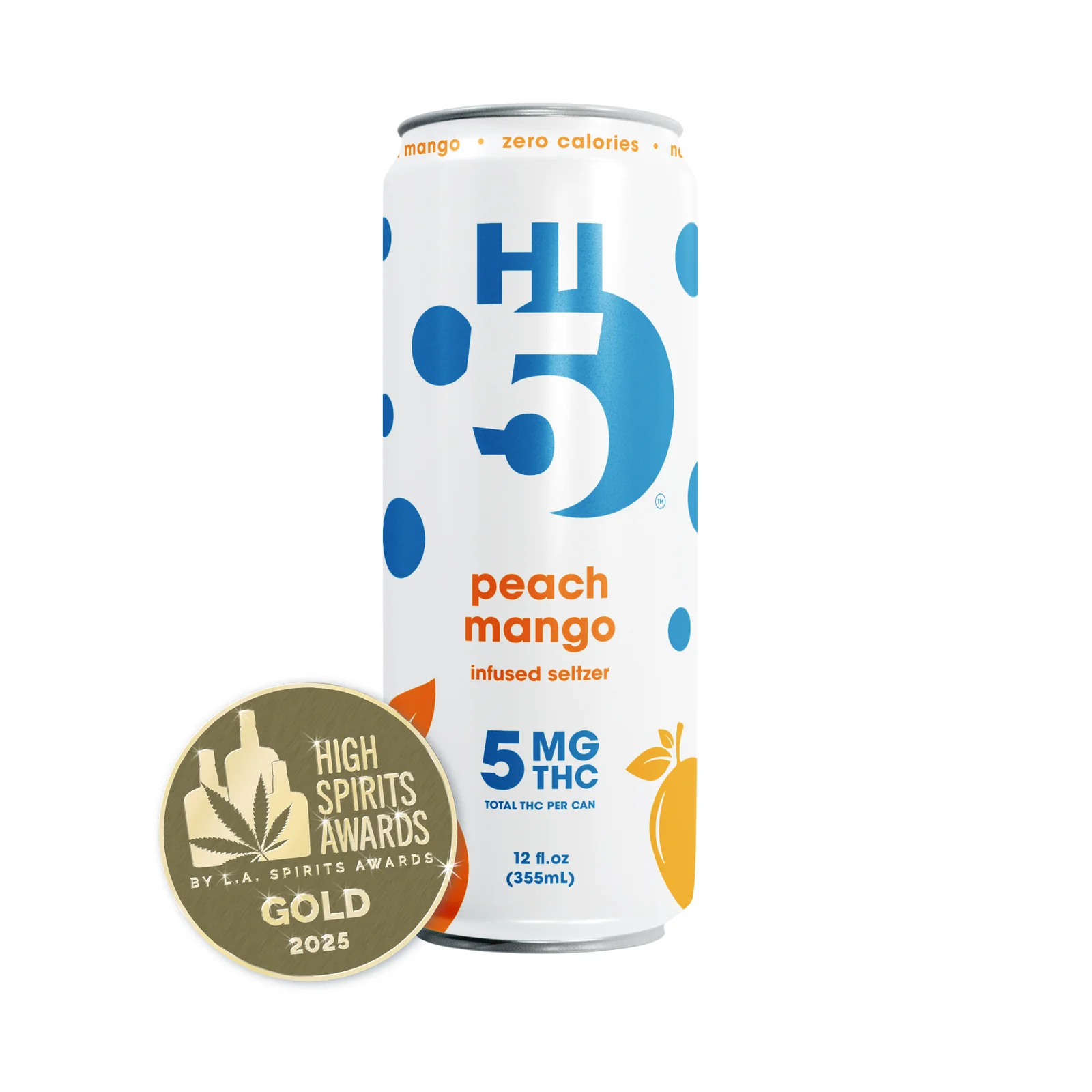 Photograph of product: 20mg Seltzers | Peach Mango - 4pk | HI 5