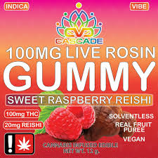 Photograph of product: Cascade Valley Oui'd | Sweet Raspberry with Reishi  |100mg Rosin Gummy