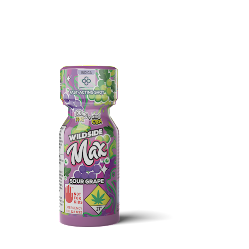 Photograph of product: Wildside Max | Sour Grape | Nano Shot | 2oz | DOH | 100mg TH-oui : 5mg CBN