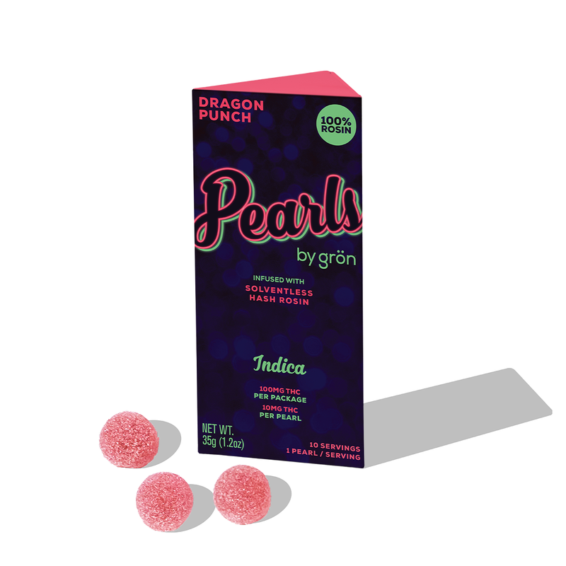 Photograph of product: Live Rosin Pearls | Dragon Punch | Oui'd | 10mg | 10pk