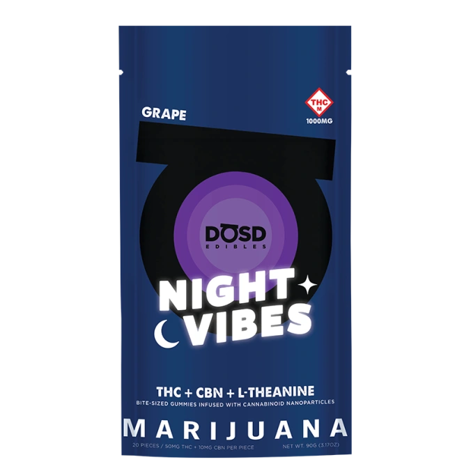 Photograph of product: 1:5 CBN/TH-oui Nano Night Vibes Grape Gummies 10pk