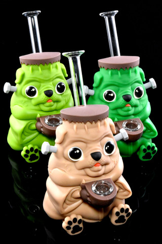 Photograph of product: Smoking Accessories - 4.5" Colorful Silicone FrankenPug Water Pipe - WP3025