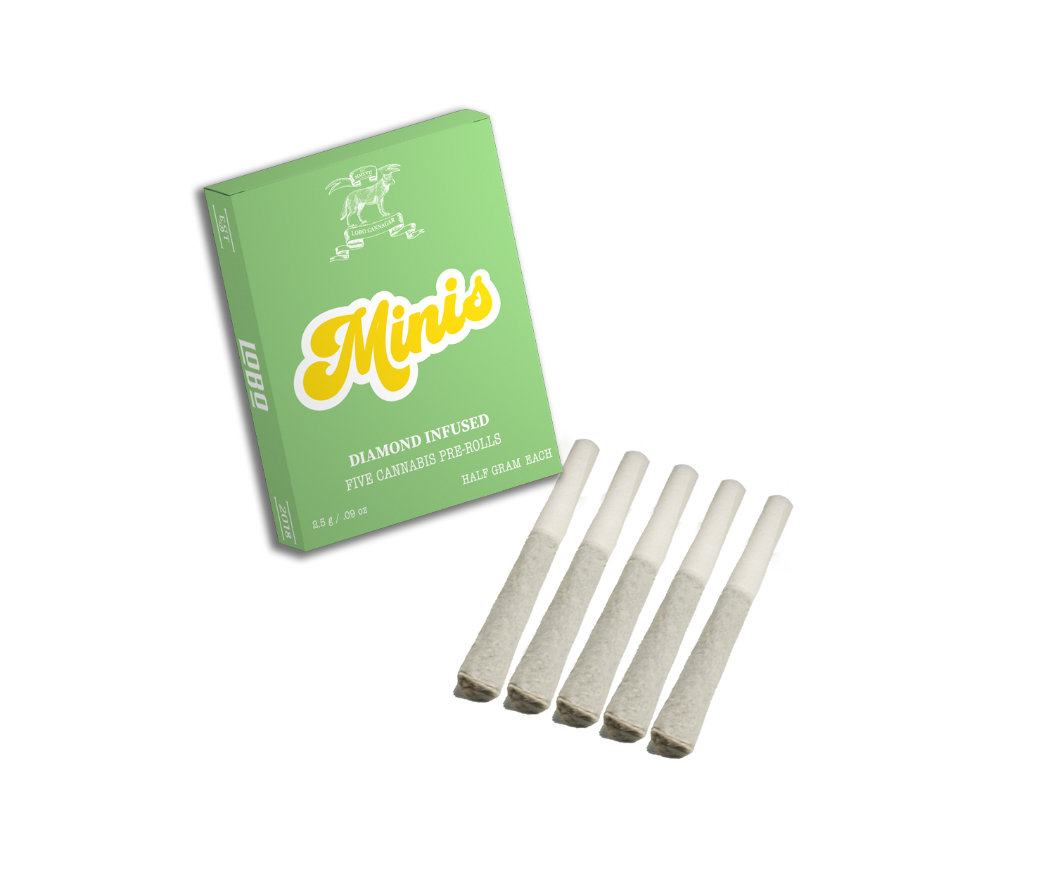 Photograph of product: Lobo Minis Blue Dream 5pk 0.5g Infused Pre-Rolls