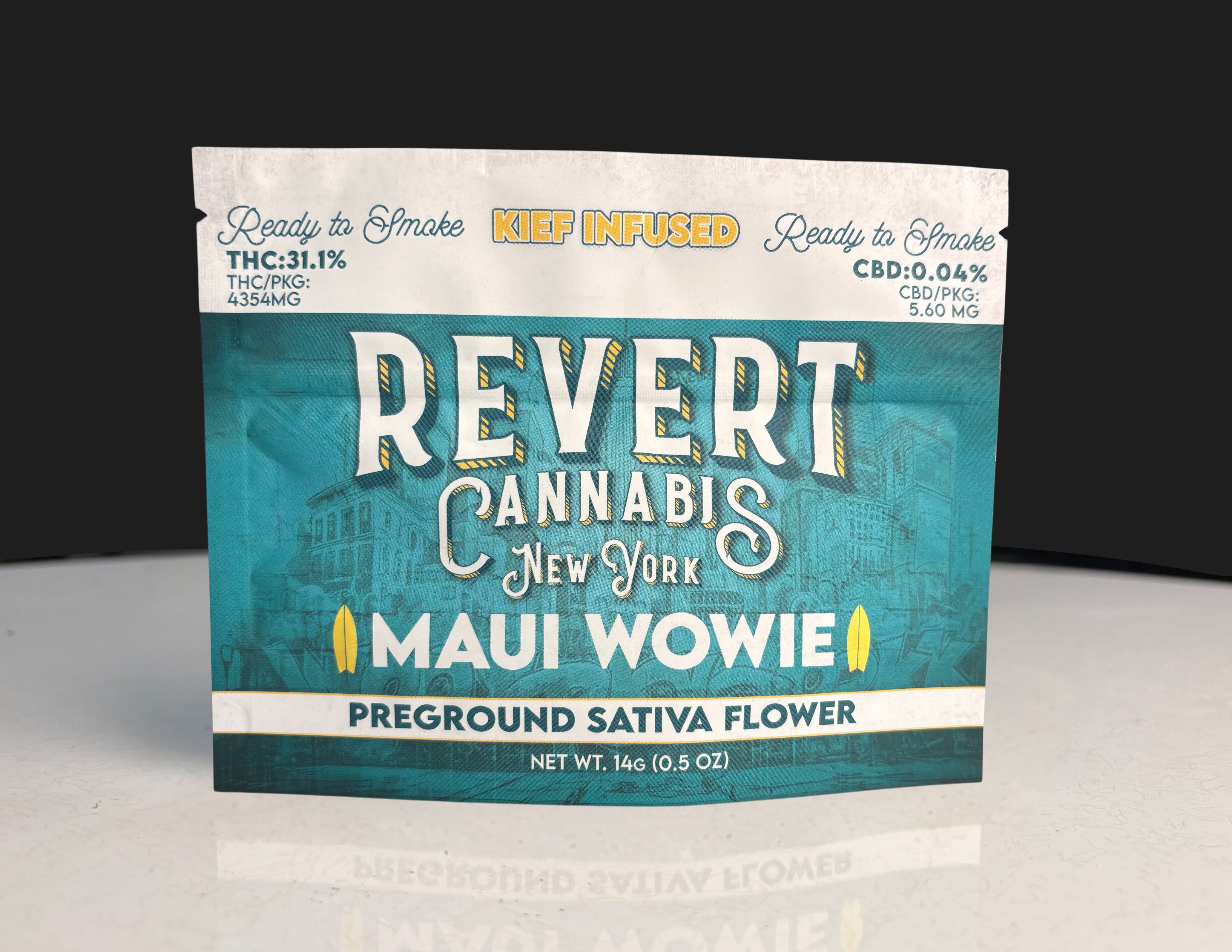 Photograph of product: Revert: Ready to Smoke Maui Wowie Oui'd Kief Infused Ground Flower - 14g
