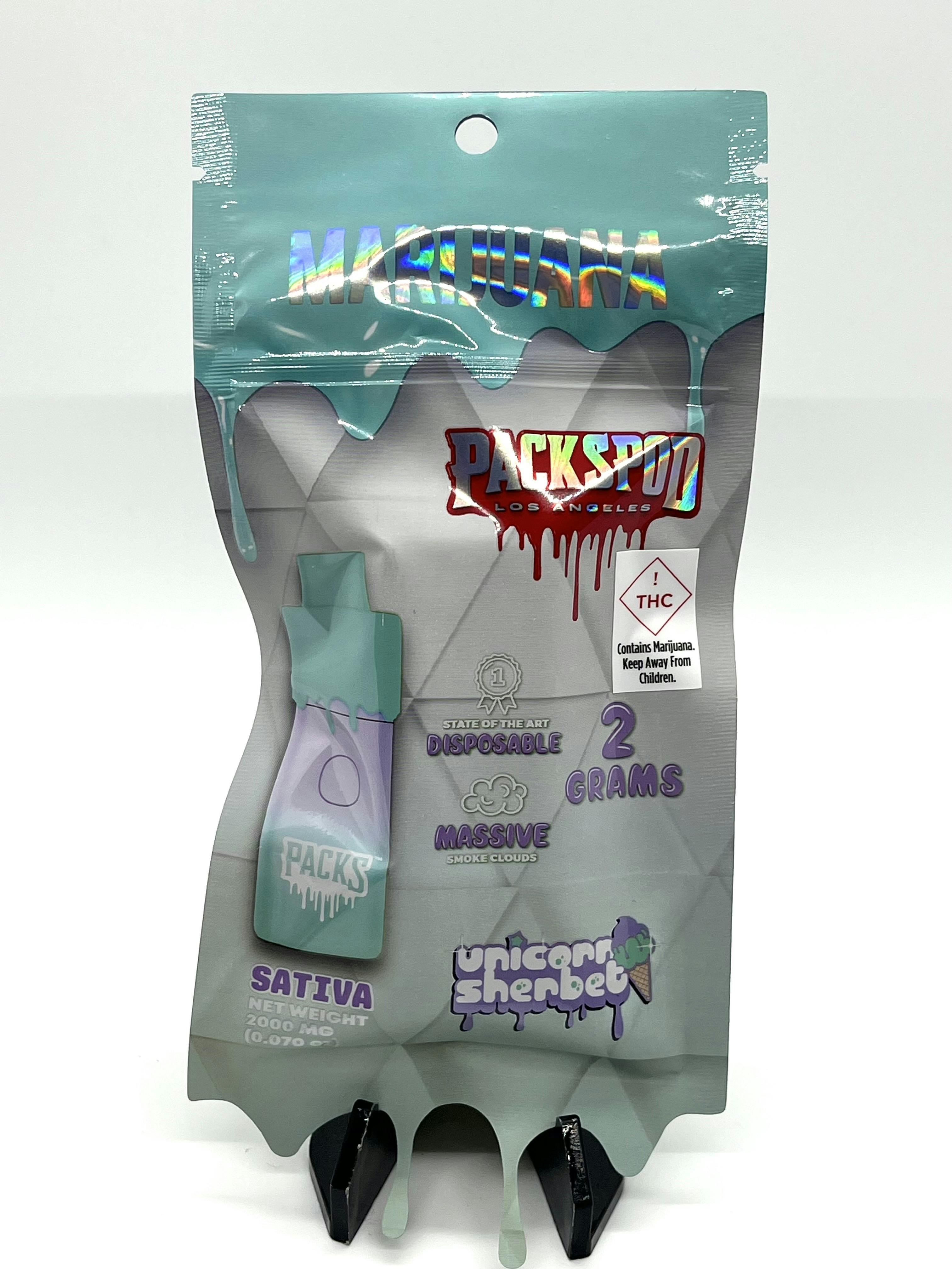 Photograph of product: PacksPod Los Angeles | 2 Gram Disposable | Unicorn Sherbet
