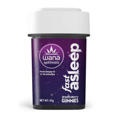 Photograph of product: Vegan Gummies | Wana Optimals | Fast Asleep - Dream Berry [5:1:1:1 CBD/TH-oui/CBG/CBN] [10pk]