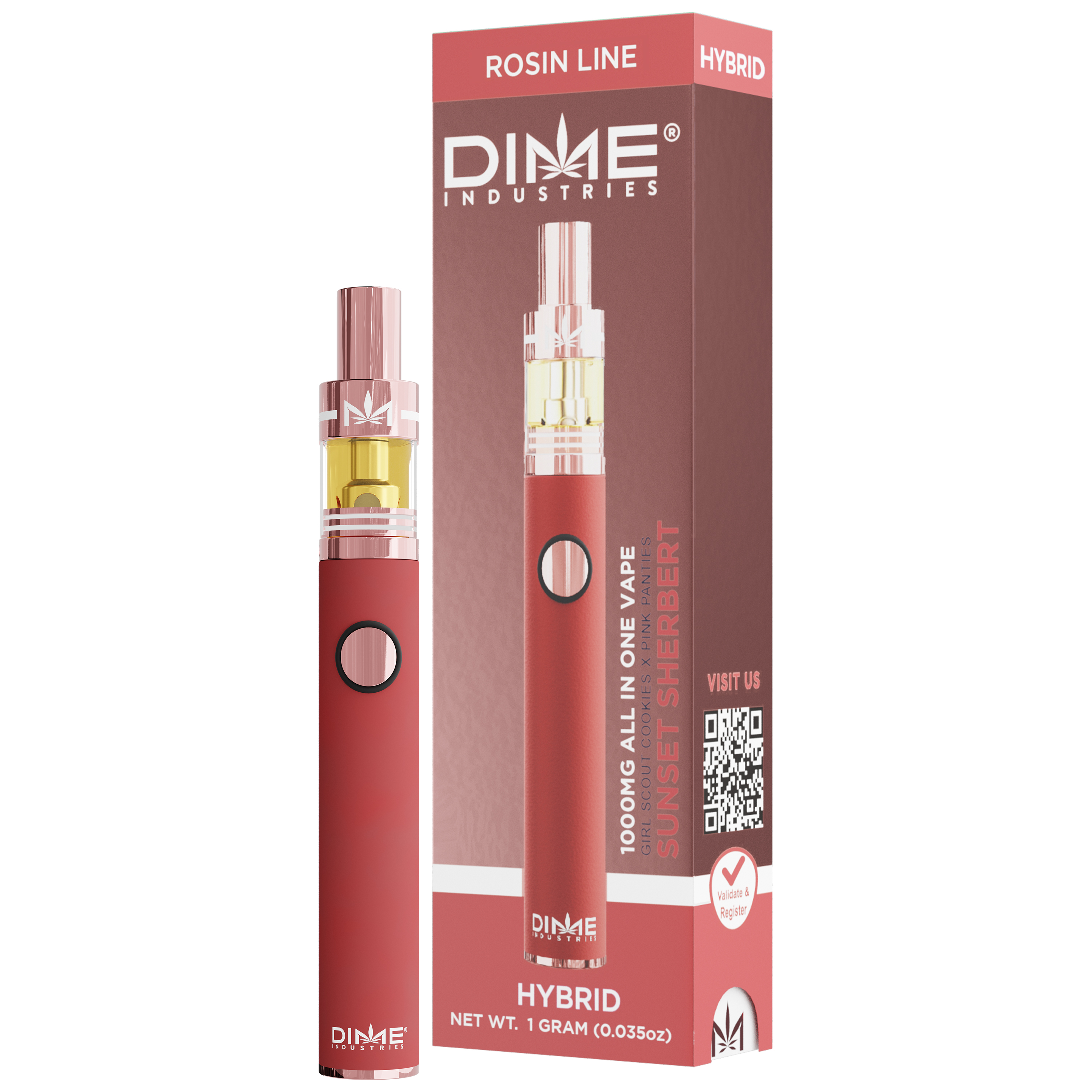 Photograph of product: Dime Industries - Sunset Sherbert (Hybrid) Live Rosin All-In-One Vape 600mg