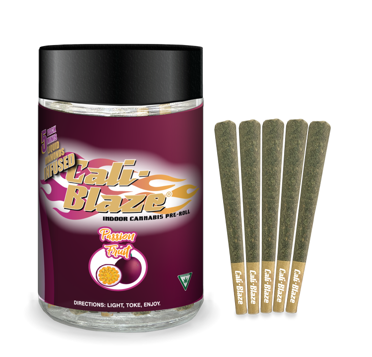 Photograph of product: Cali-Blaze - 5-Pack Infused Prerolls - Passion Fruit