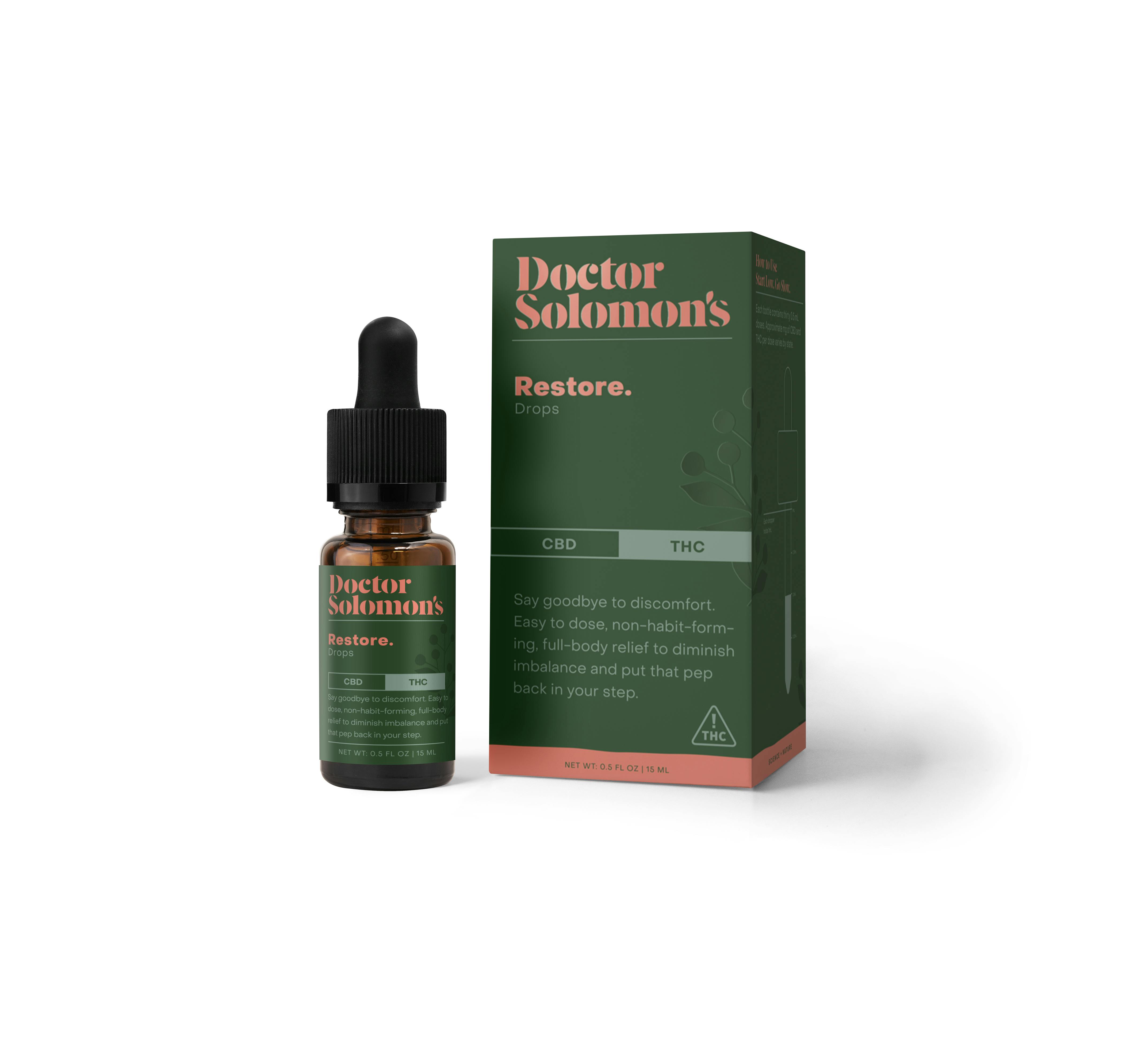 Photograph of product: Doctor Solomon's | Restore | 1:1 CBD:TH-oui | Drops | 200mg CBD | 200mg TH-oui