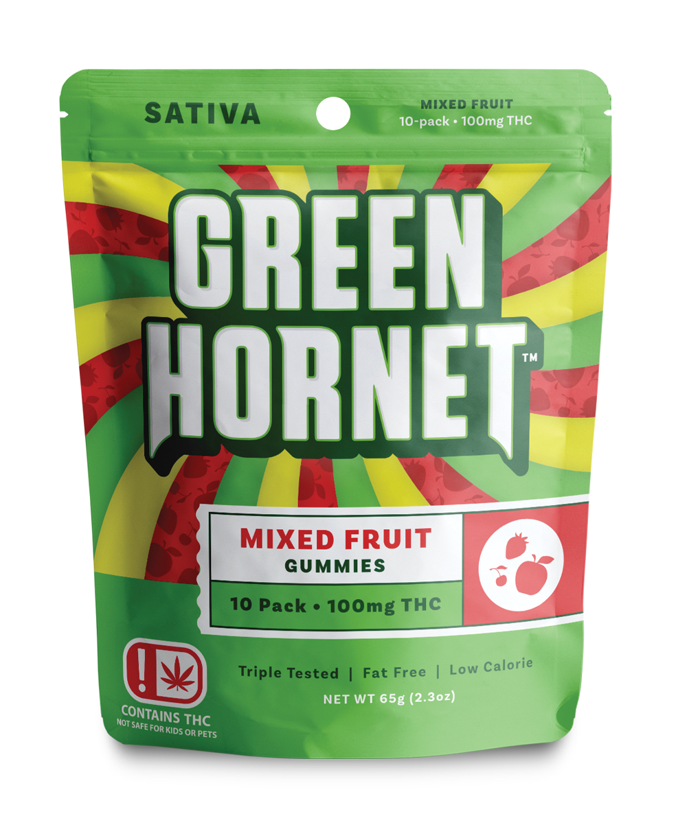 Photograph of product: Green Hornet - Oui'd Gummies - Mixed Fruit - 100mg