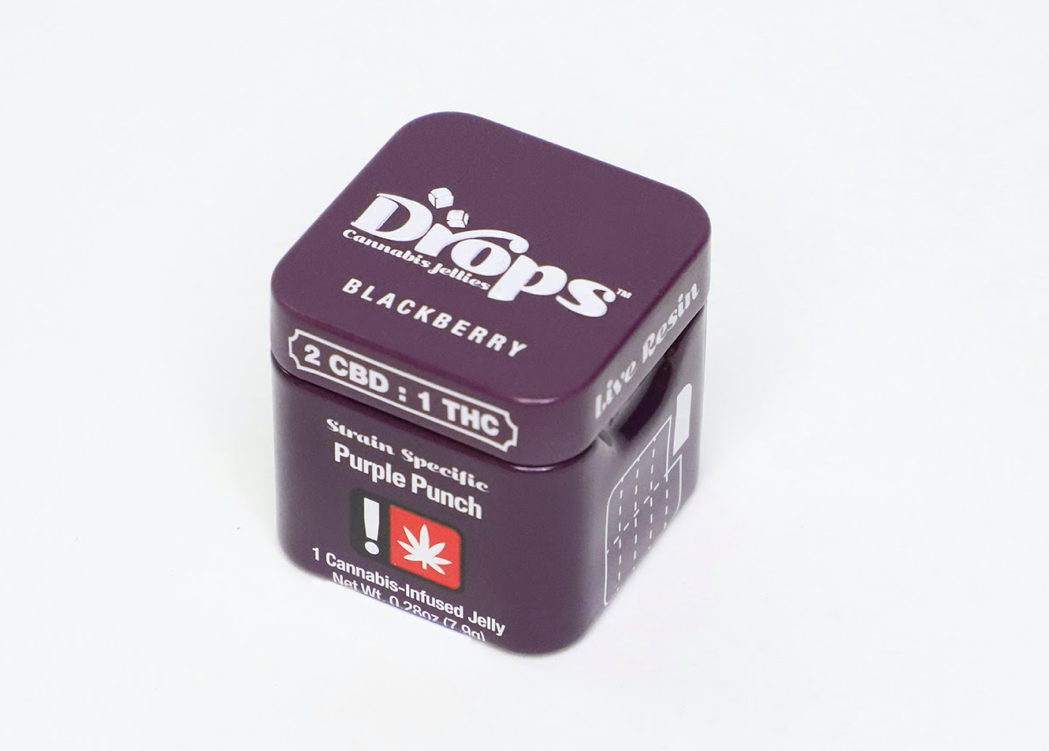 Photograph of product: Drops | Single CBD Ratio Jellies | Blackberry 2:1 CBD:TH-oui 200mg:100mg