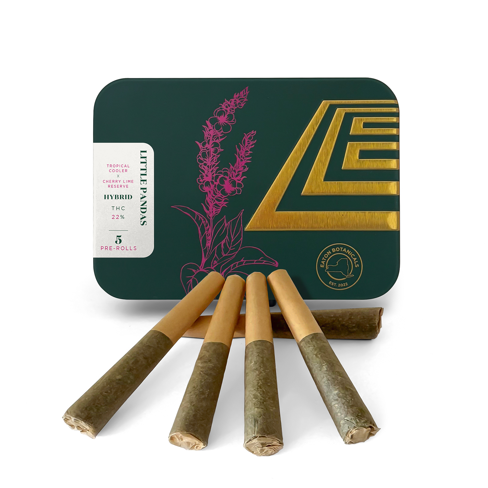 Photograph of product: Little Pandas Pre-Rolls 5pk - Tropical Cooler x Cherry Lime Reserve