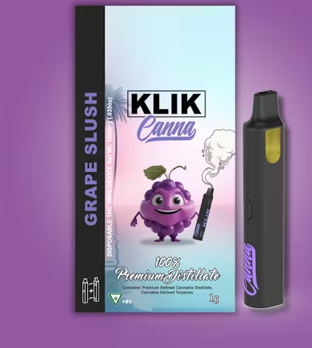 Photograph of product: Klik Canna/ Grape Slush/ 1G Disposable