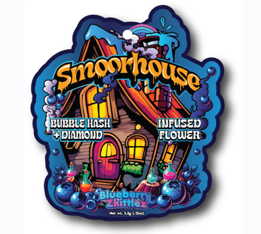 Photograph of product: Smoorhouse Bubble au chocolat & Diamond Infused Flower Prepacked 3.5g Blueberry Zkittlez